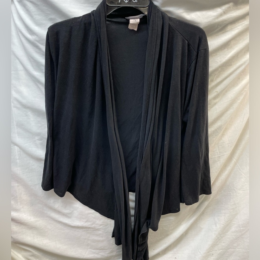Goddess Elegant Black Women's open front asymmetrical cardigan ladies sz XL